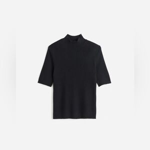 NWT Madewell Ribbed Merino Wool Mockneck Sweater Tee in true black - M